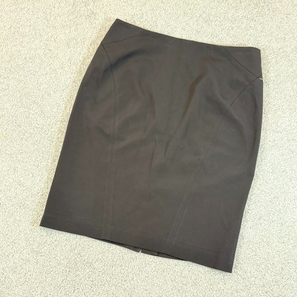 * Ann Taylor Classic Black Pencil Skirt Back Slit Structured US 6P       - M2453